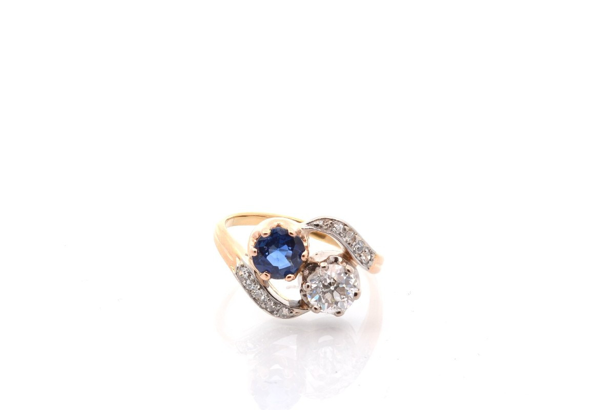 "toi Et Moi" Ring With Diamonds And Sapphires-photo-2