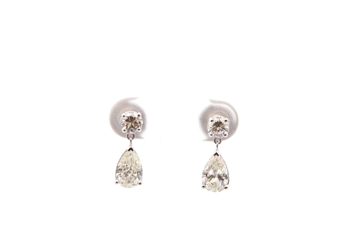 Boucles d’oreilles diamants poires en or-photo-2