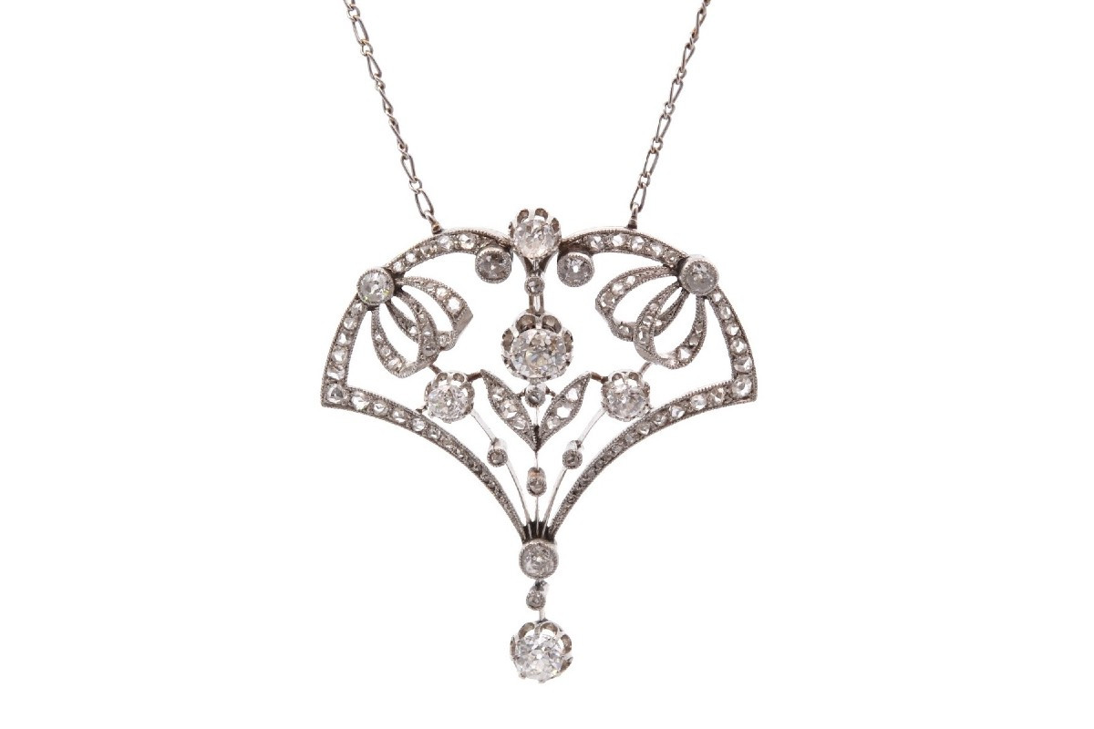 Collier ancien 1900 diamants en platine