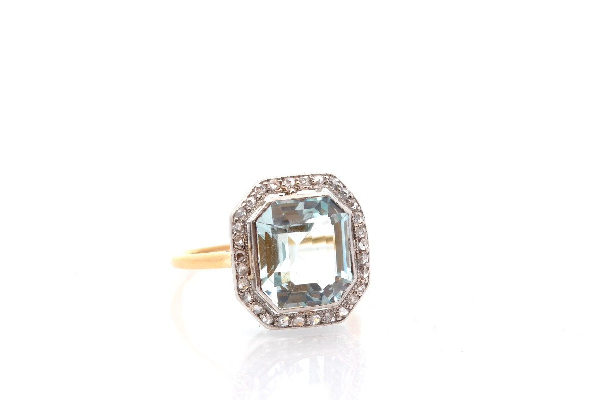 Art Deco Ring With Aquamarine And Diamonds-photo-3