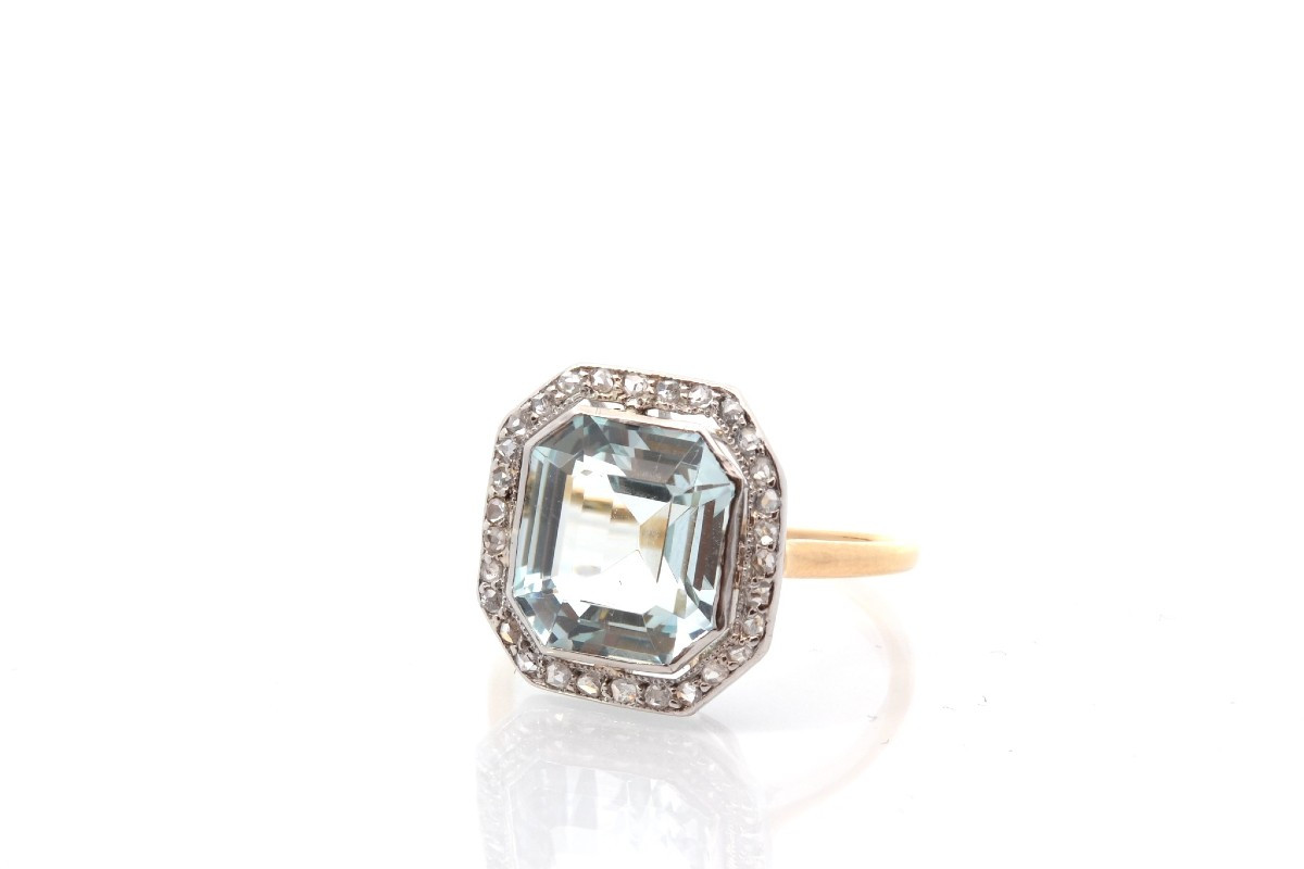 Art Deco Ring With Aquamarine And Diamonds-photo-4