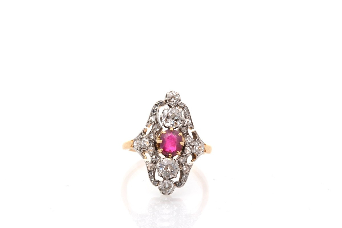 Vintage 1930s Ruby And Diamond Ring-photo-2