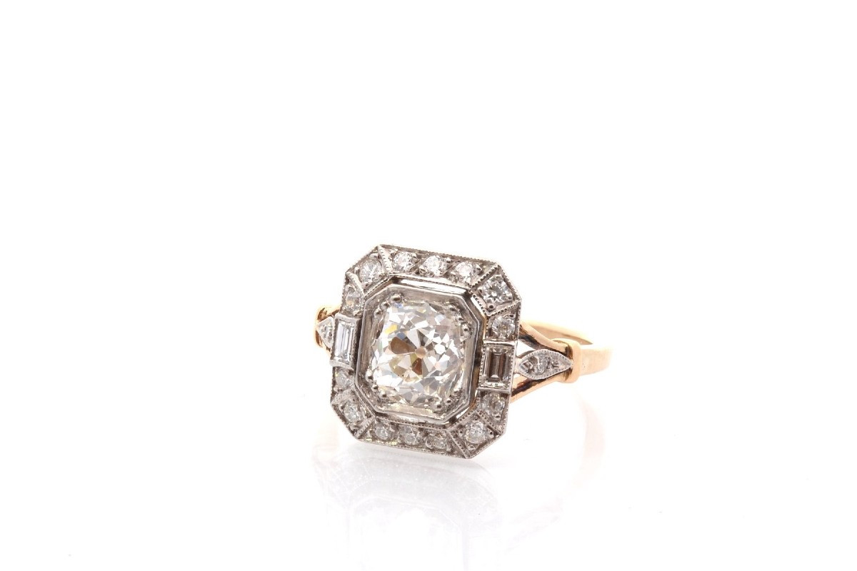 Bague diamant de 1,54cts J/VS1 en or et platine