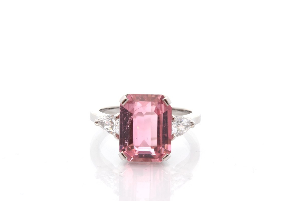 Bague tourmaline rose et diamants-photo-2