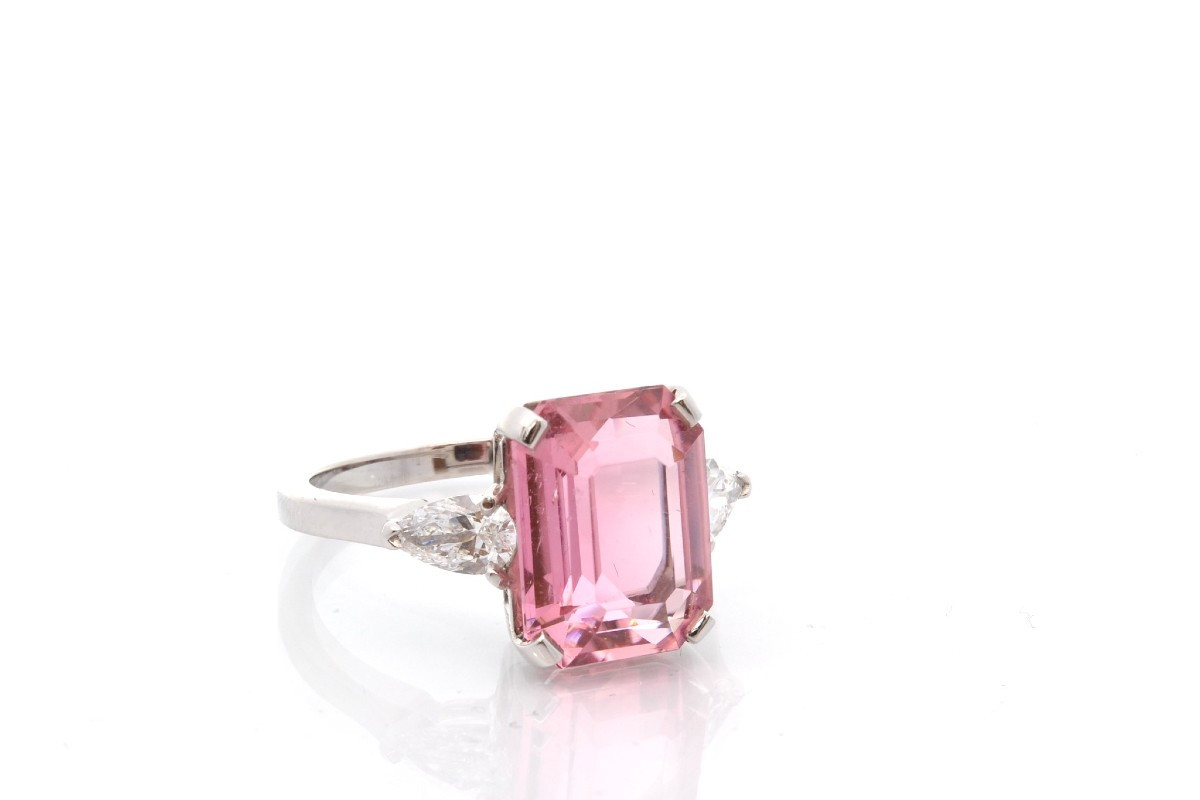 Bague tourmaline rose et diamants-photo-3