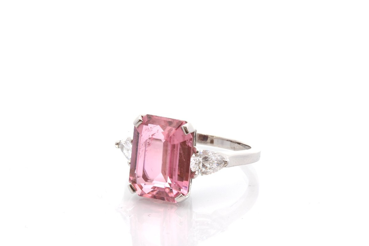 Bague tourmaline rose et diamants-photo-4