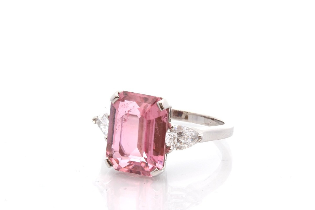 Bague tourmaline rose et diamants