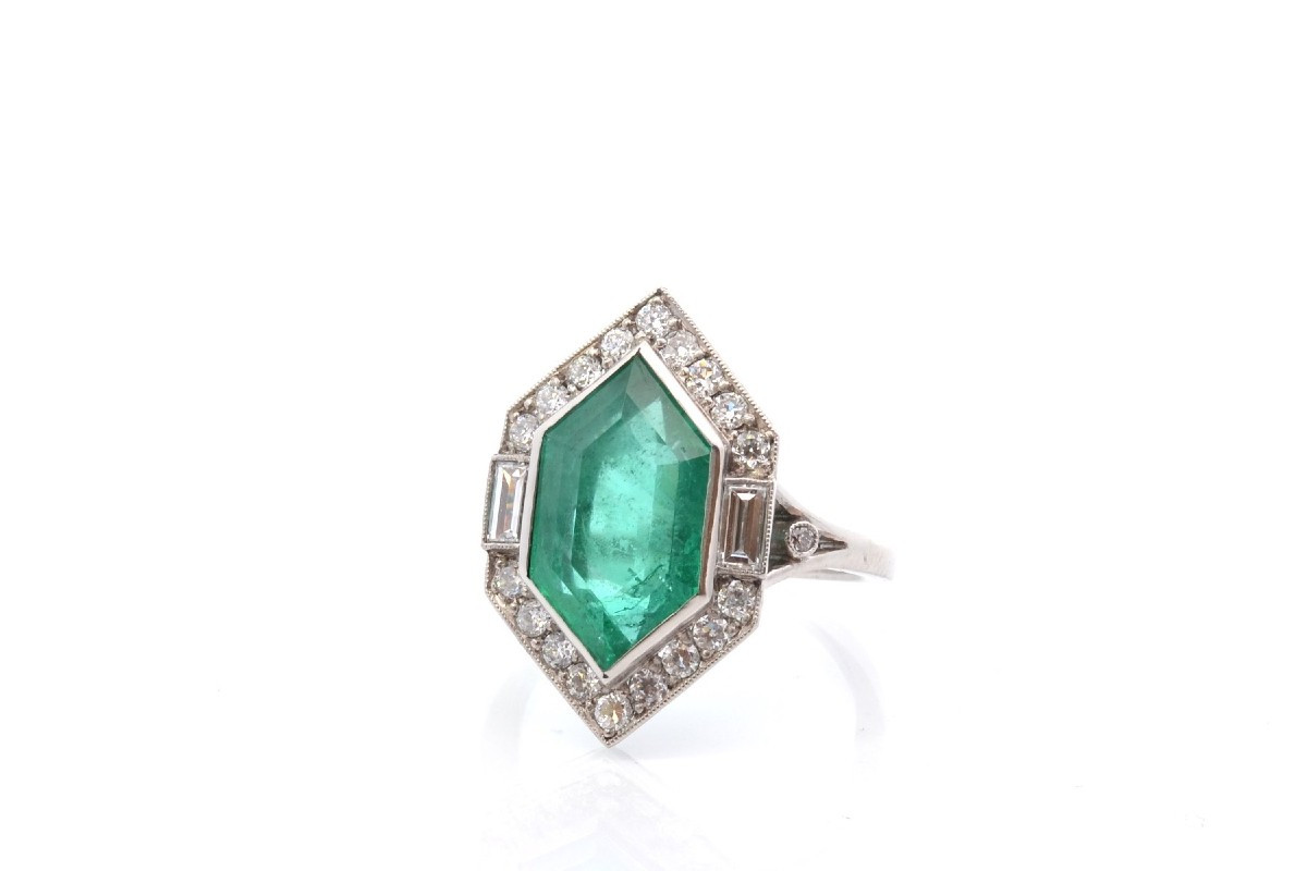 Bague émeraude de 5,26cts et diamants