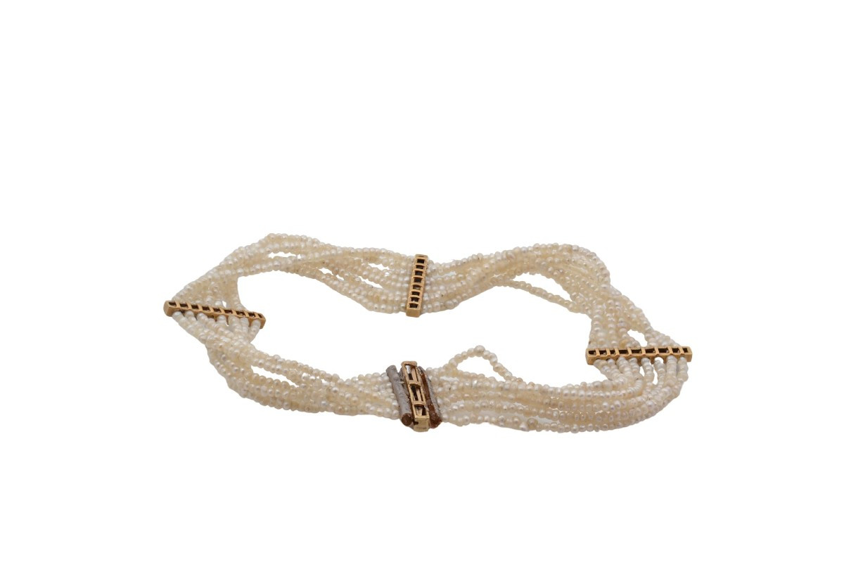 Bracelet ancien perles fines, onyx et diamants-photo-3