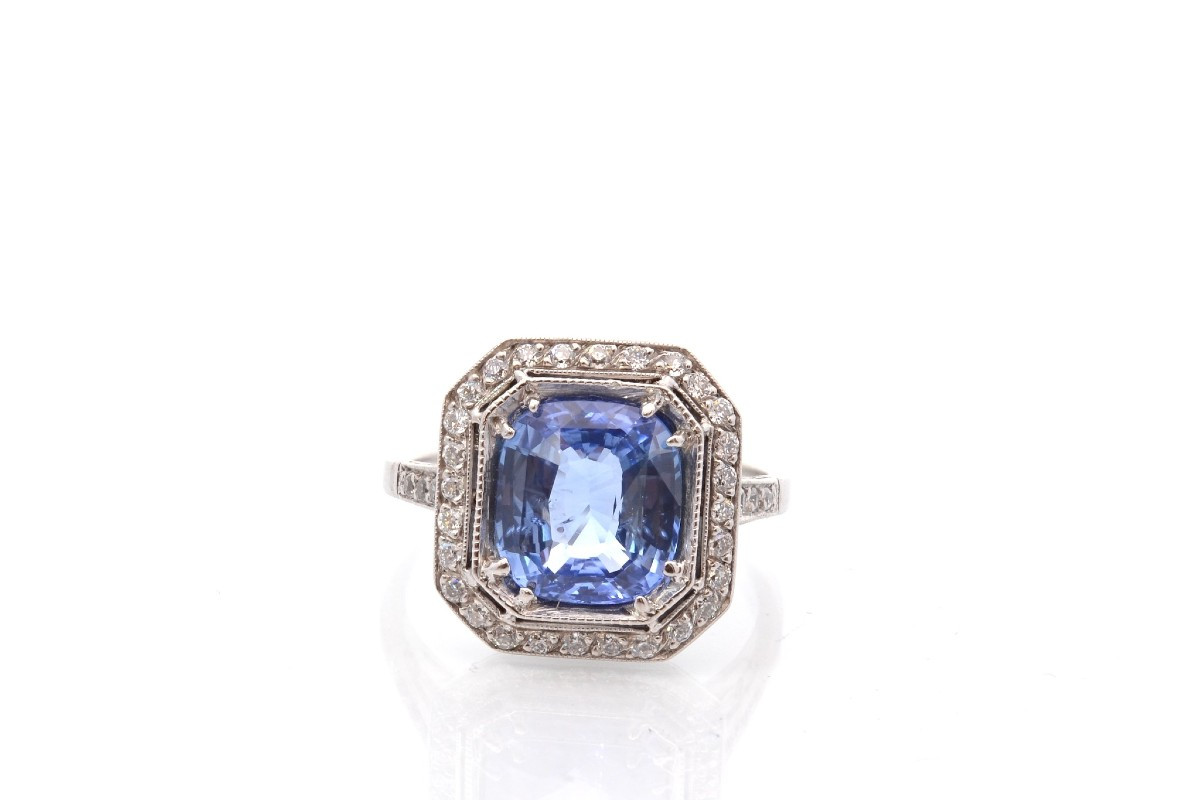 Pre-owned Sapphire And Diamond Ring (3.07 Carats)-photo-2