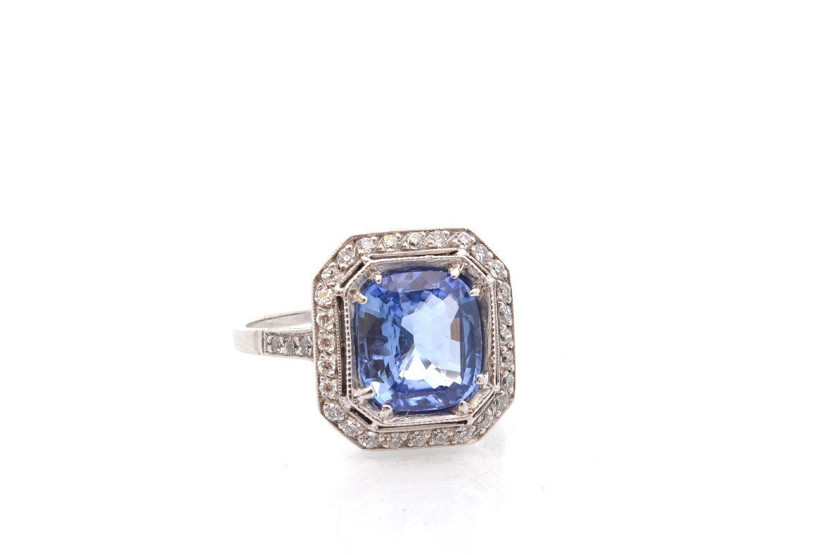 Pre-owned Sapphire And Diamond Ring (3.07 Carats)-photo-3