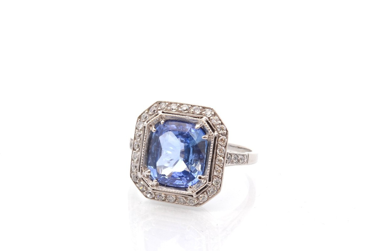 Pre-owned Sapphire And Diamond Ring (3.07 Carats)-photo-4