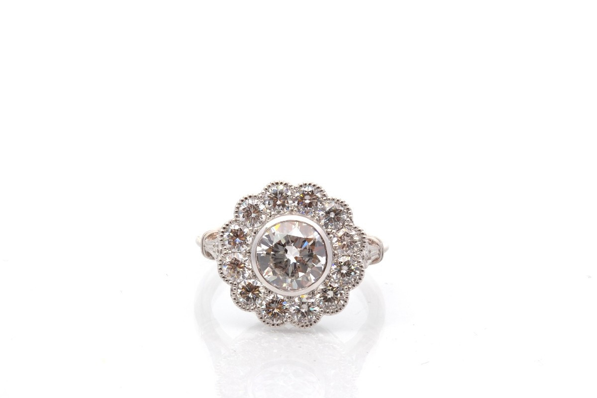 Bague d’occasion diamant de 1,32cts en platine-photo-2