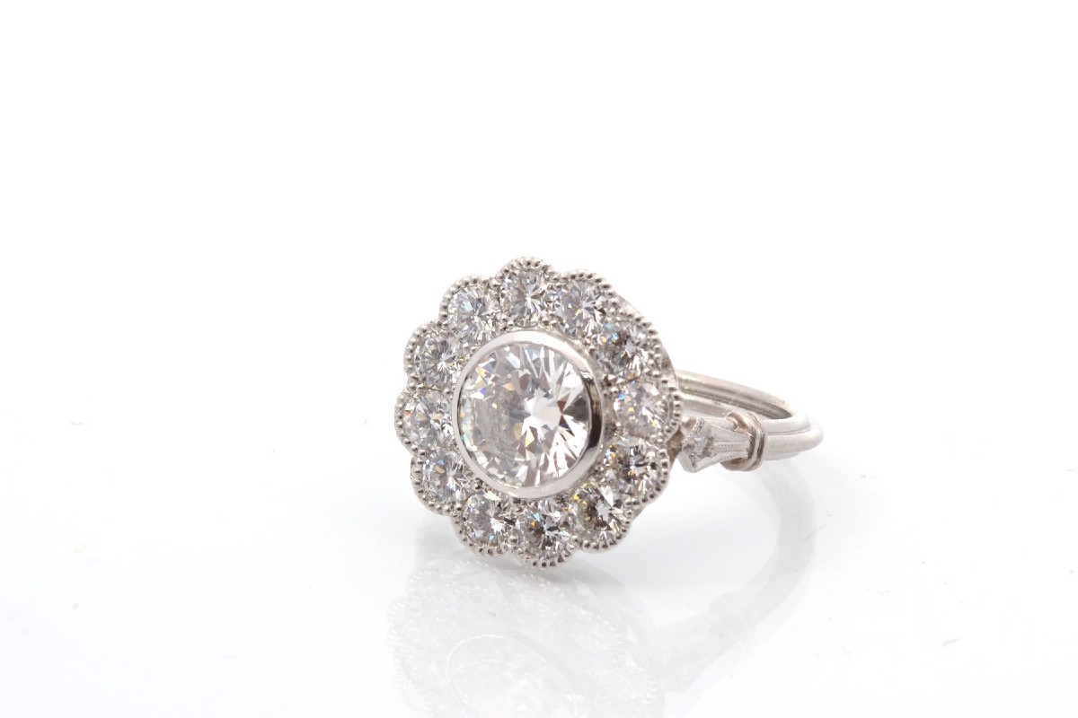 Bague d’occasion diamant de 1,32cts en platine
