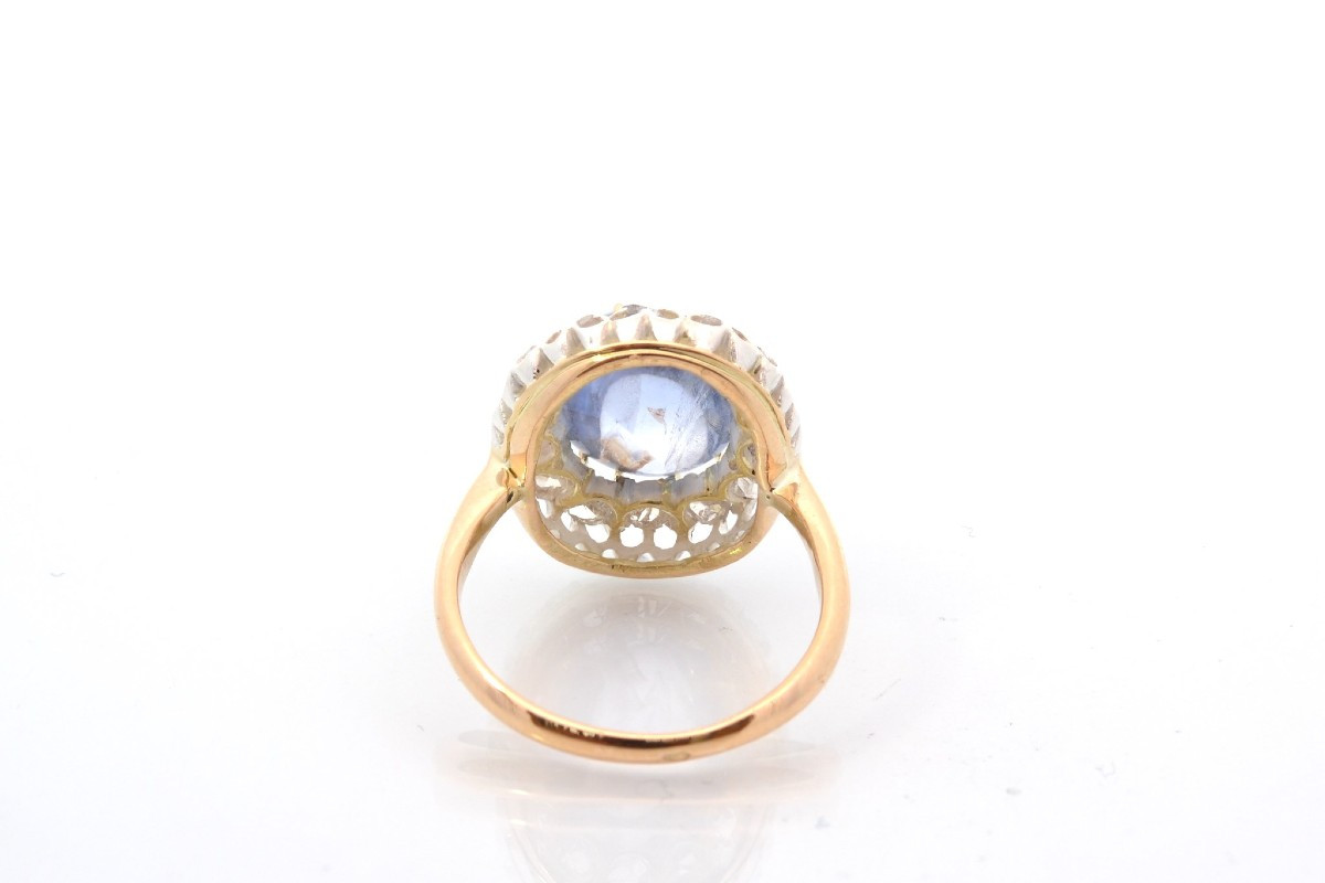 Antique Ring With Cabochon Sapphire And Diamonds-photo-1