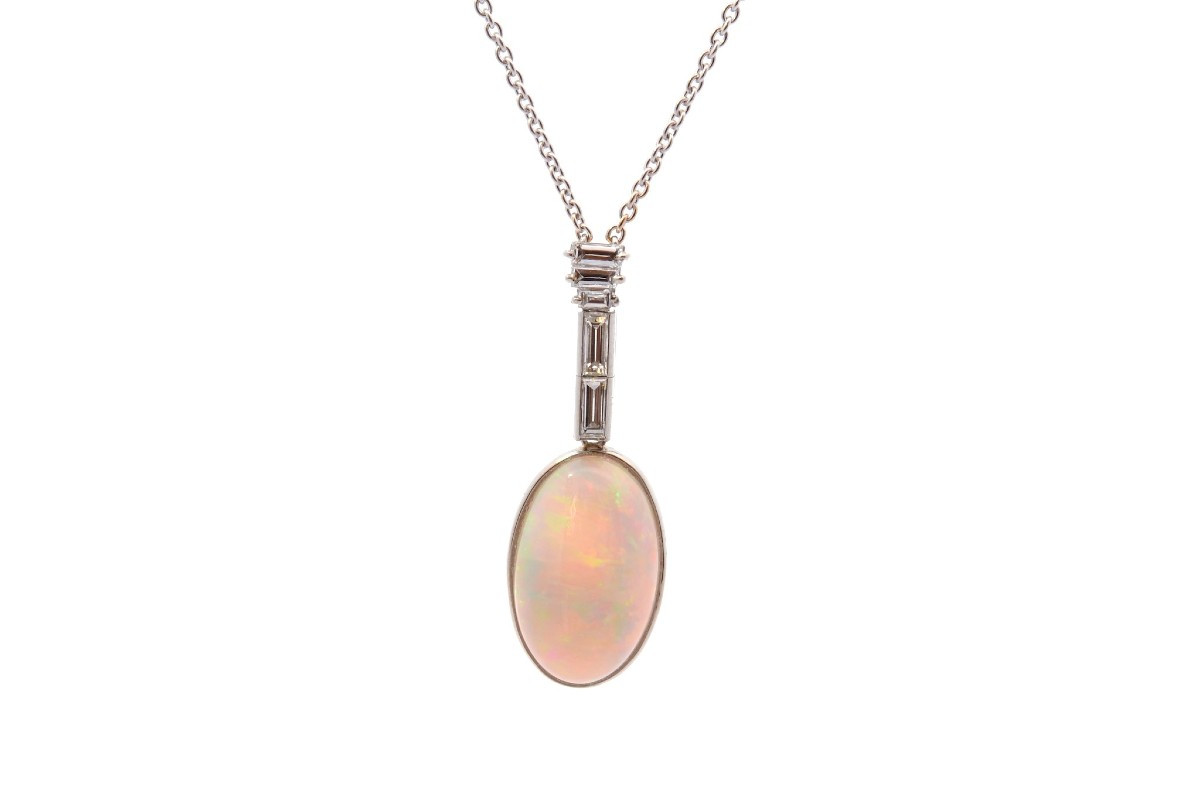 Collier opale de 6,11cts et diamants-photo-2