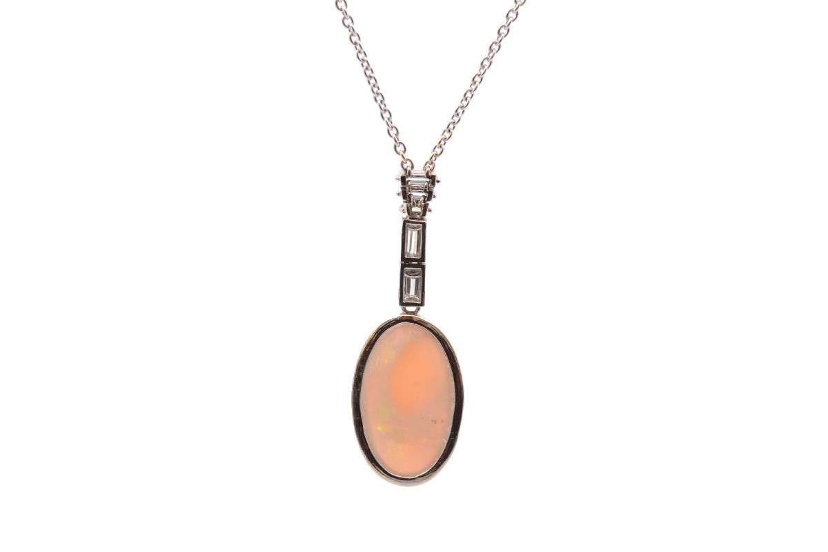 Collier opale de 6,11cts et diamants-photo-4
