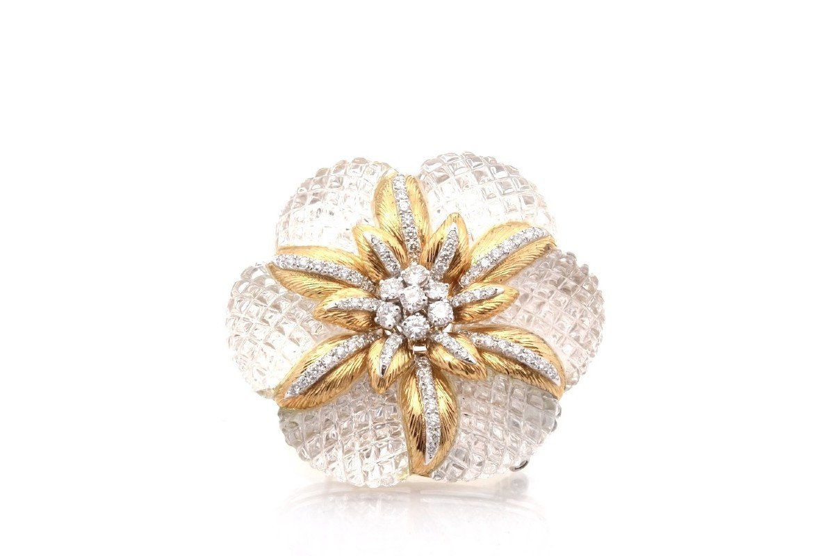 Sabbadini Brooch With Diamonds In 18k Gold