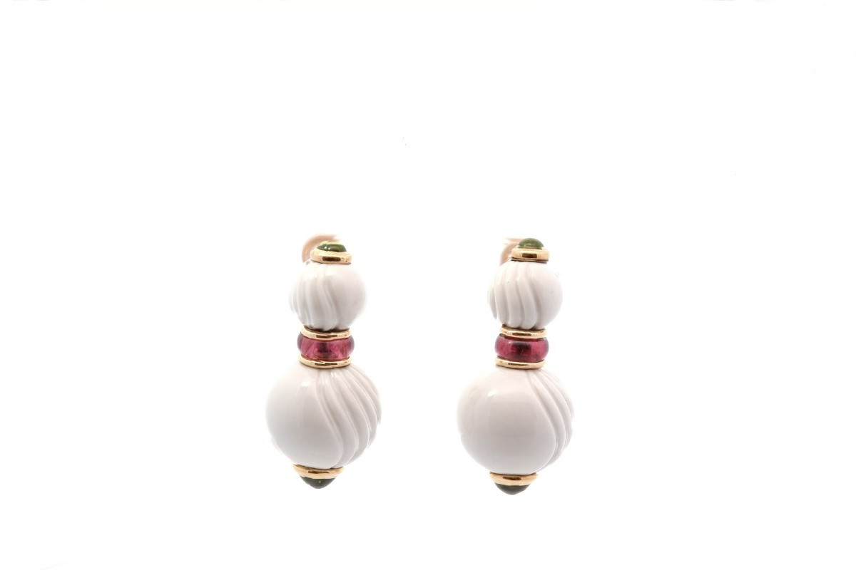 Bulgari Gold And Porcelain Earrings-photo-2