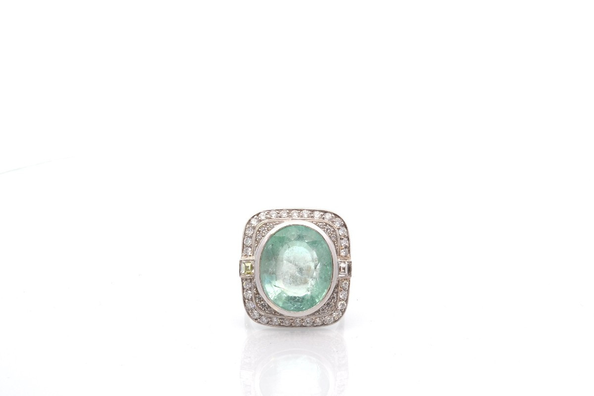 13.93cts Emerald And Diamonds Ring-photo-2