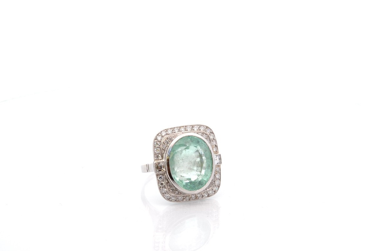 13.93cts Emerald And Diamonds Ring-photo-3