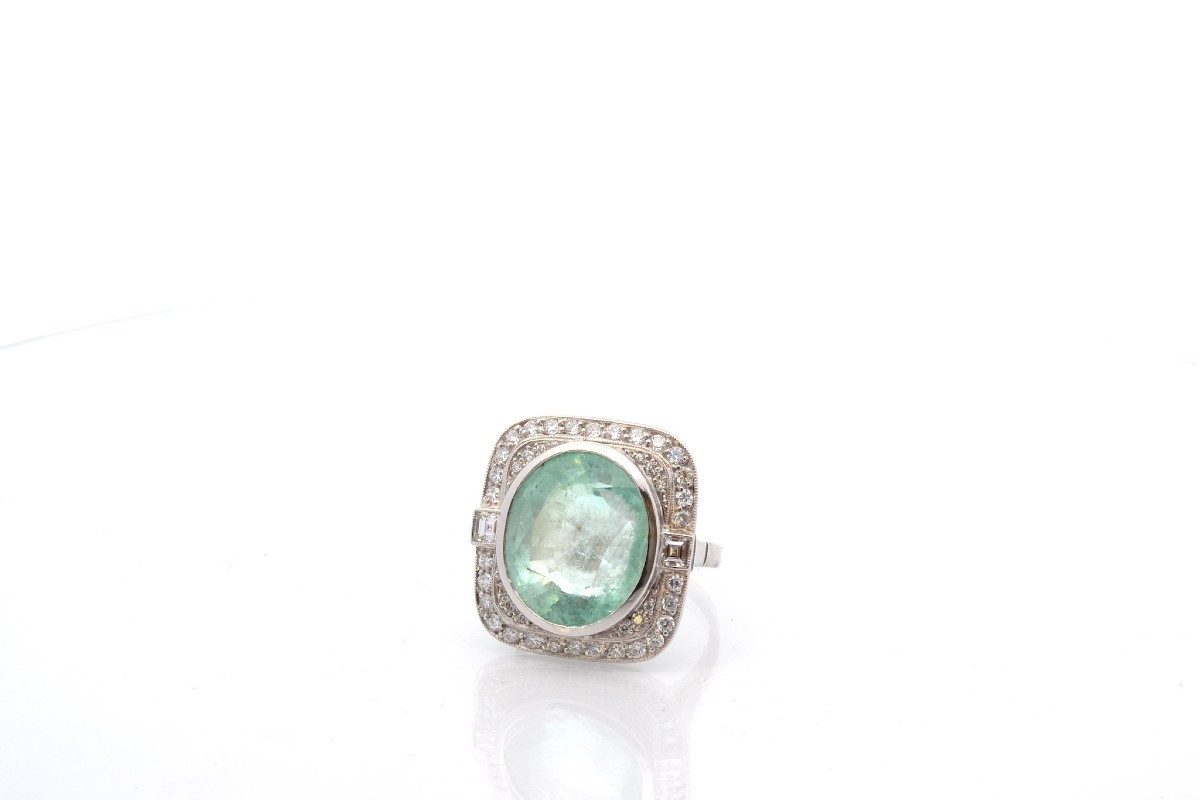 13.93cts Emerald And Diamonds Ring-photo-4