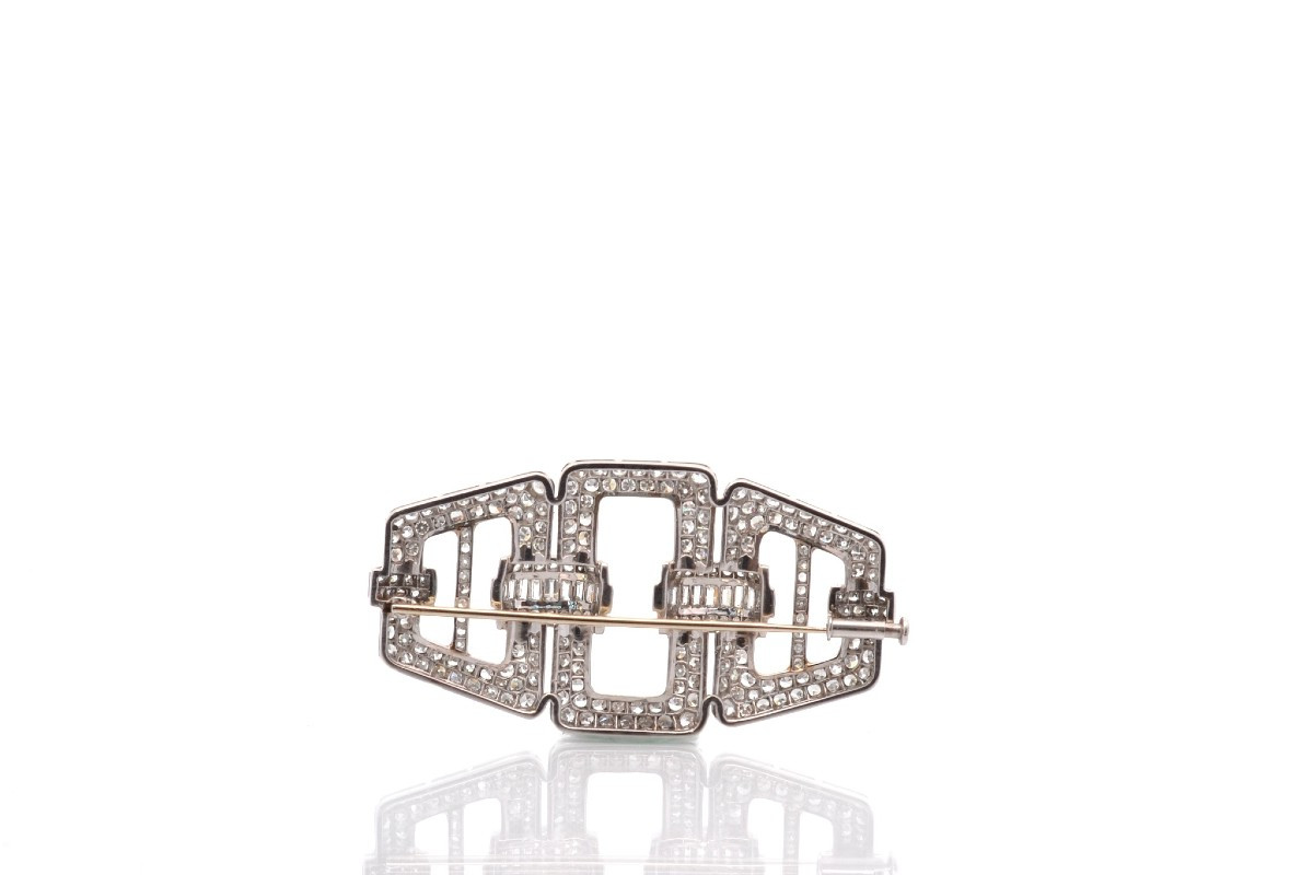 Broche art déco diamants en platine-photo-3