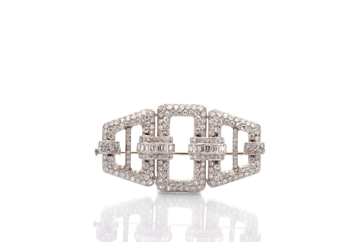 Broche art déco diamants en platine