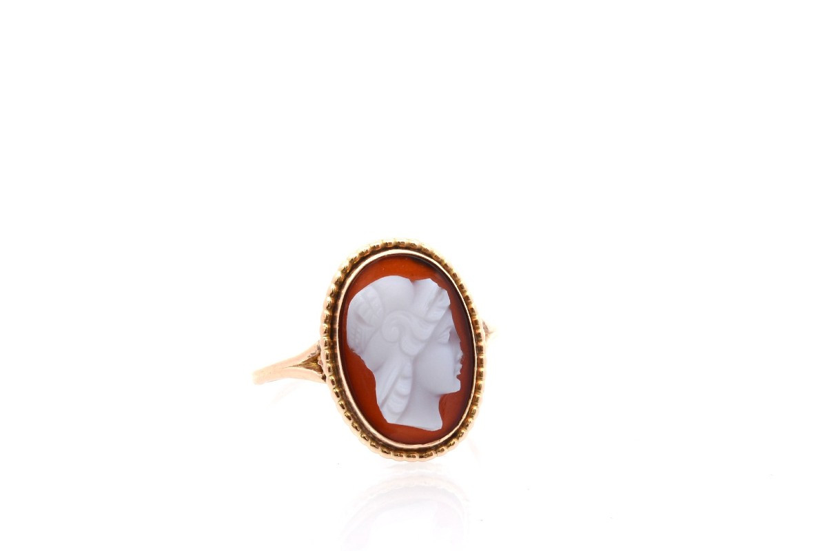Bague ancienne camée agate en or-photo-3