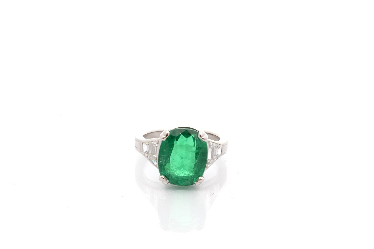 6.57cts Emerald And Diamonds Ring-photo-2