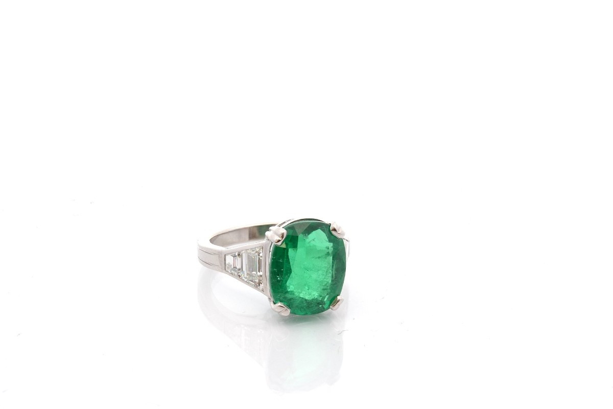 6.57cts Emerald And Diamonds Ring-photo-3