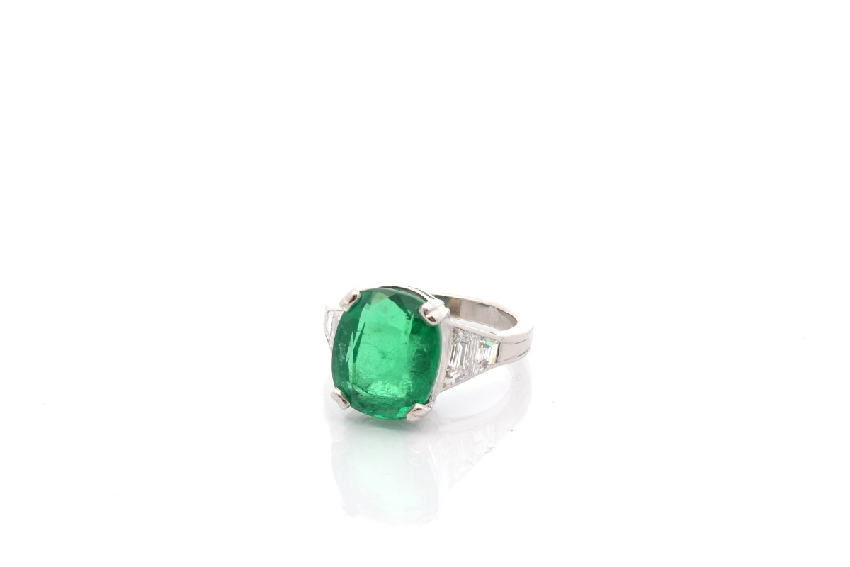 6.57cts Emerald And Diamonds Ring-photo-4