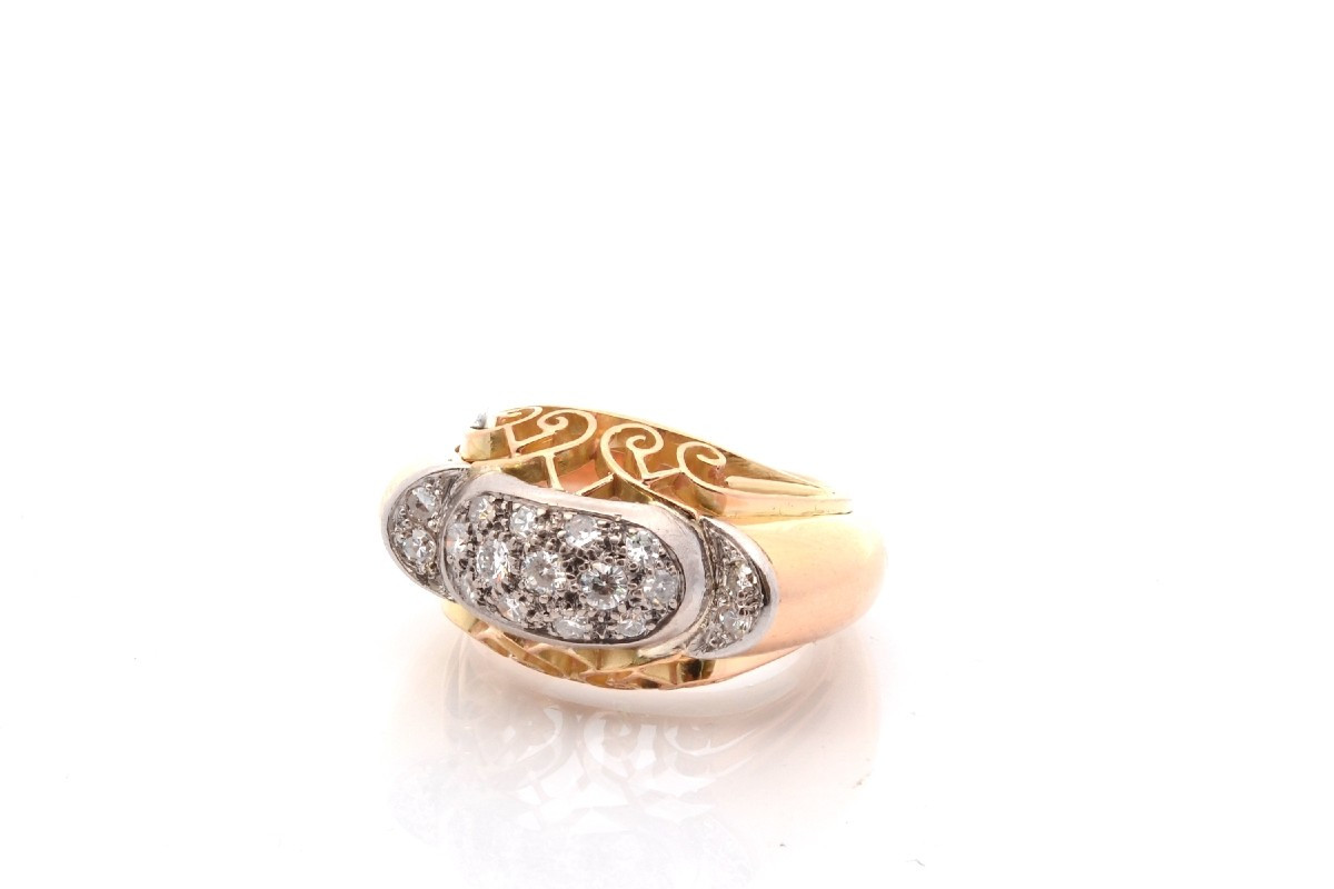 Bague vintage diamants en or et platine