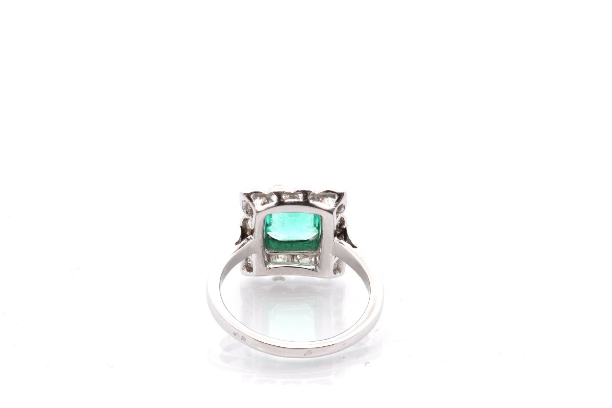 Bague vintage émeraude et diamants-photo-1