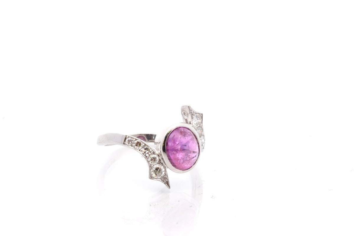 Bague vintage saphir rose de 3,58cts-photo-3