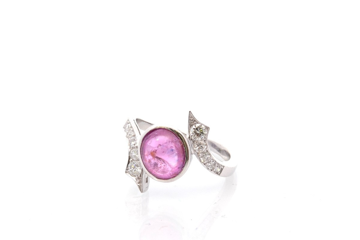 Bague vintage saphir rose de 3,58cts