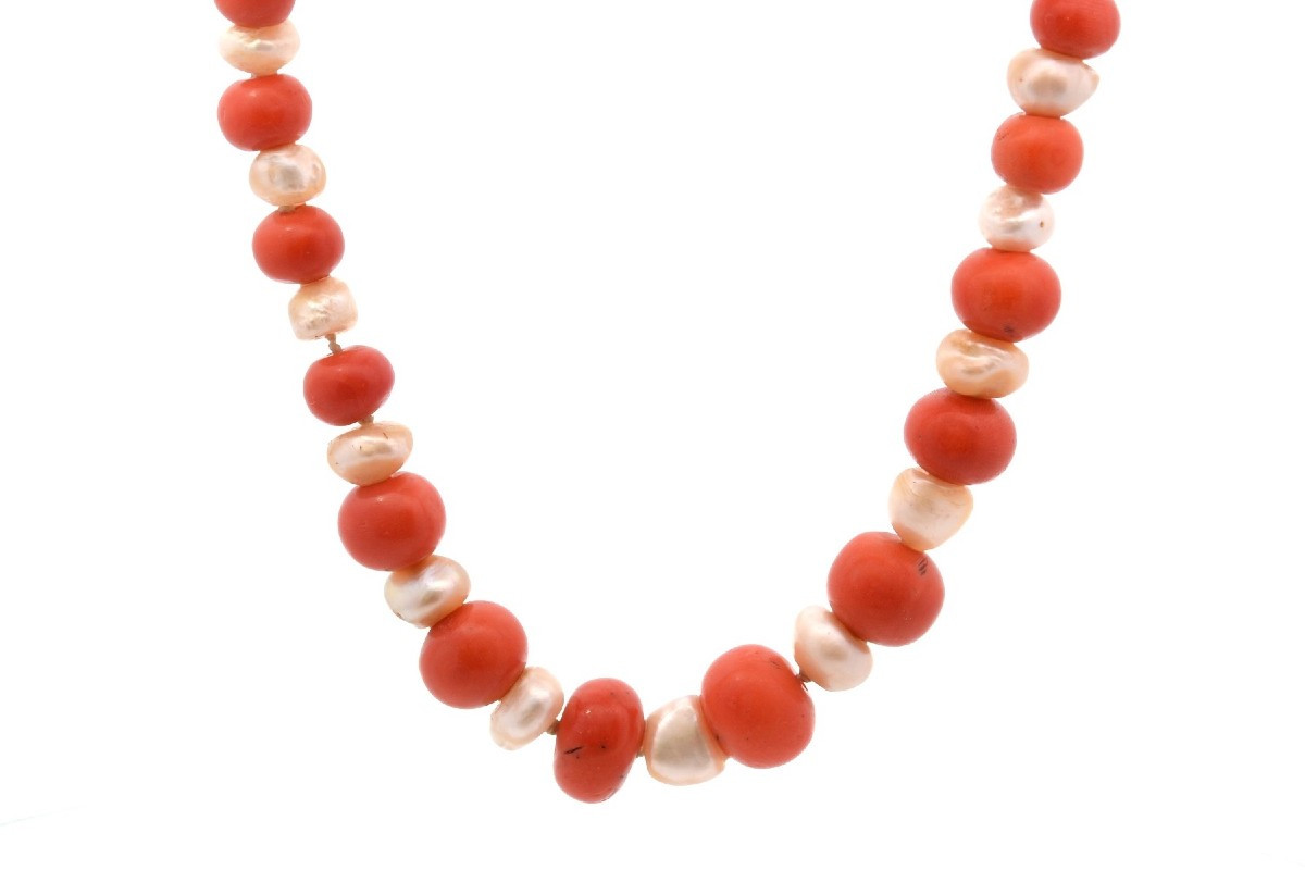 Collier ancien perles fines et corail