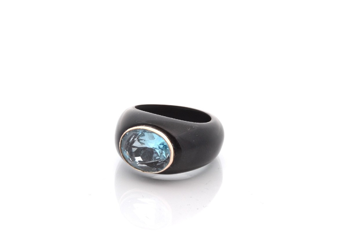 Bague vintage bakélite et topaze