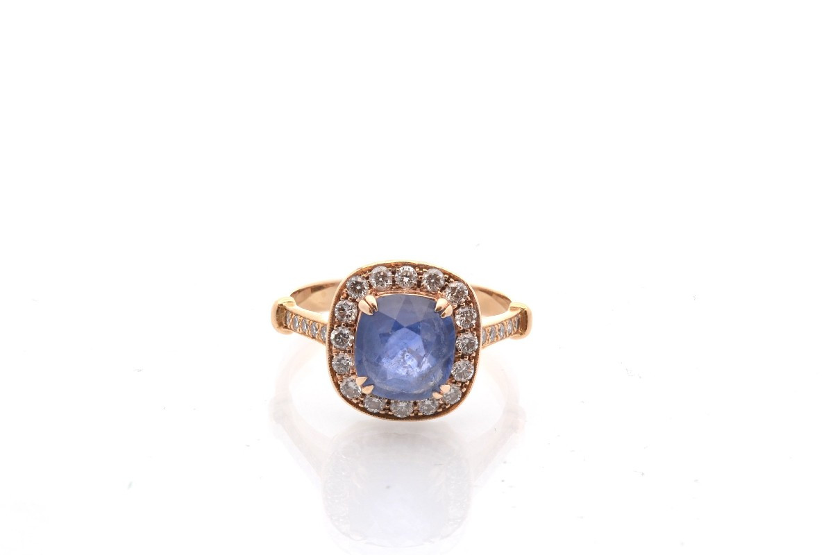Bague saphir et diamants en or 18k-photo-2