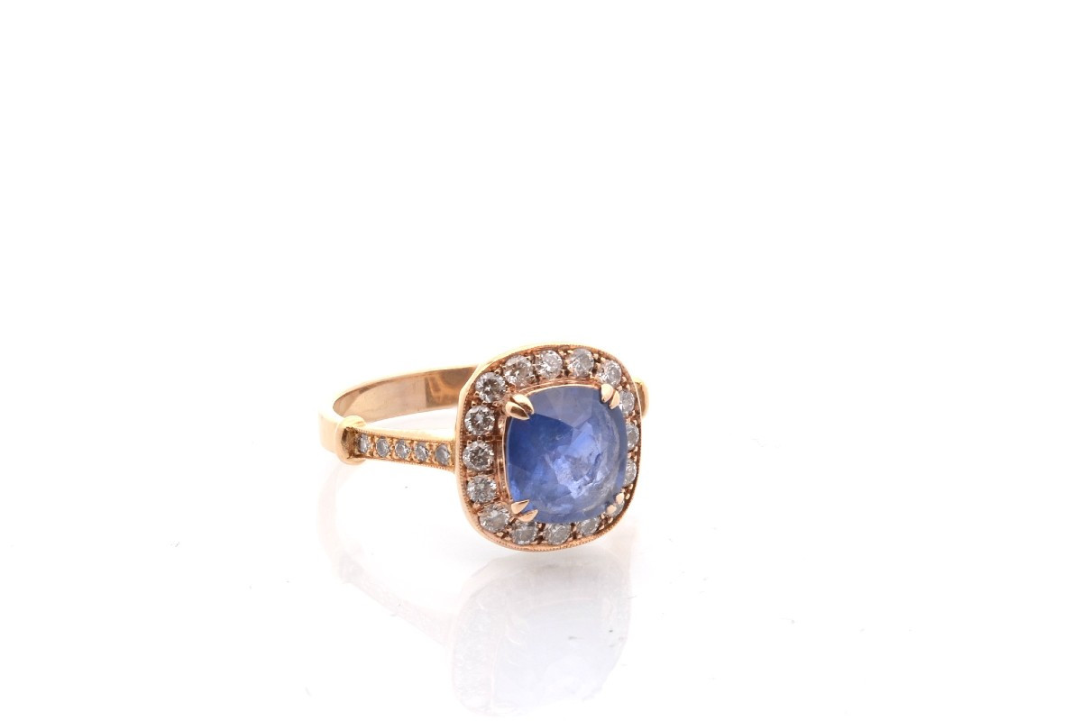 Bague saphir et diamants en or 18k-photo-3