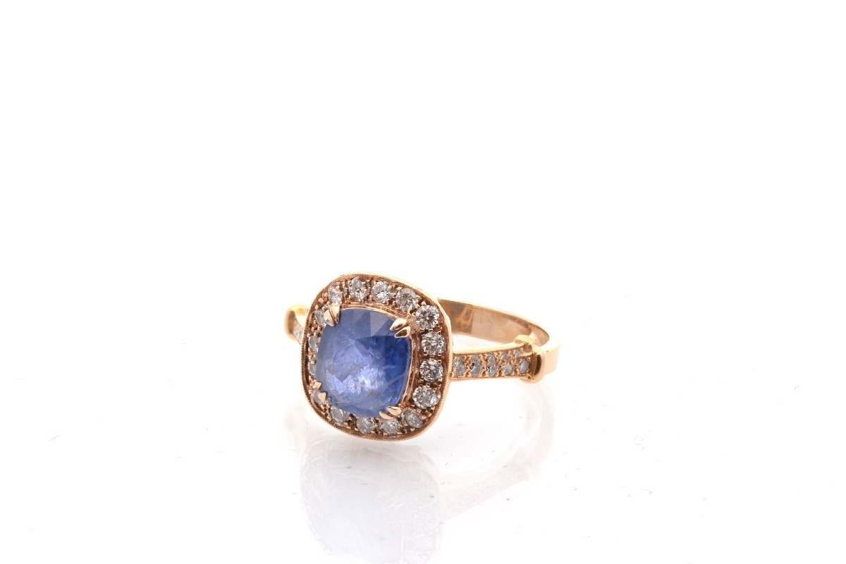 Bague saphir et diamants en or 18k-photo-4