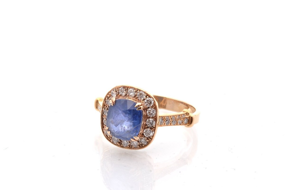 Bague saphir et diamants en or 18k