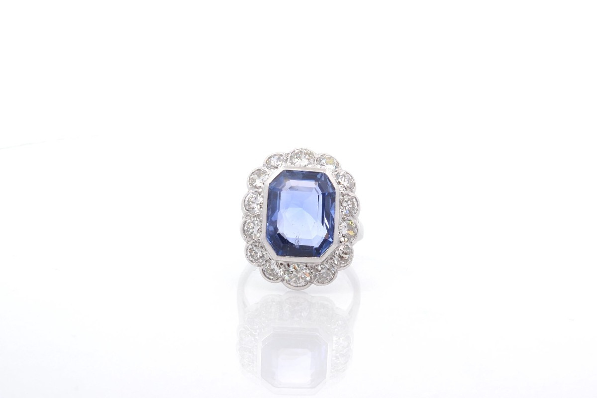 8.46 Cts Vintage Sapphire And Diamond Ring-photo-2
