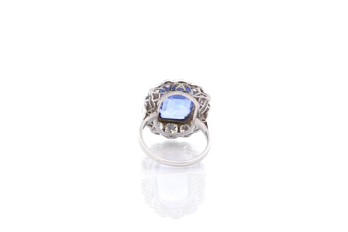 8.46 Cts Vintage Sapphire And Diamond Ring-photo-1