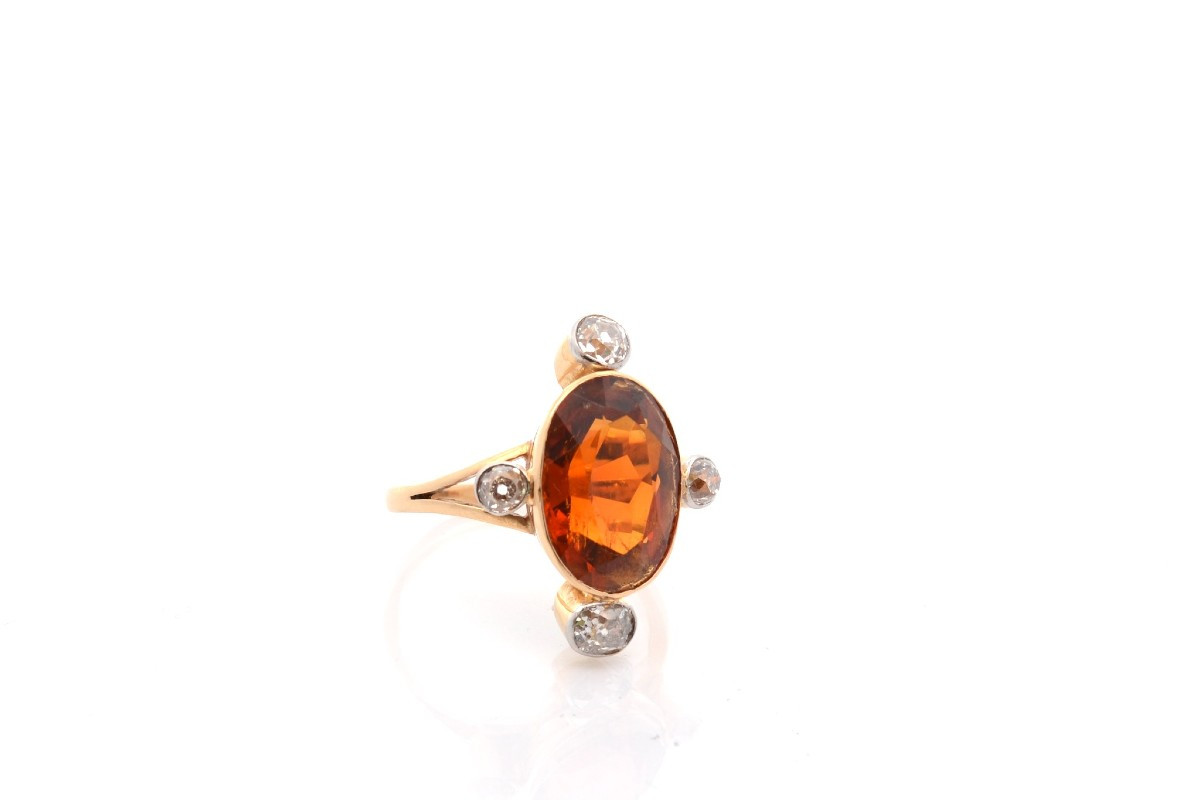 Antique Citrine And Diamonds Ring-photo-3