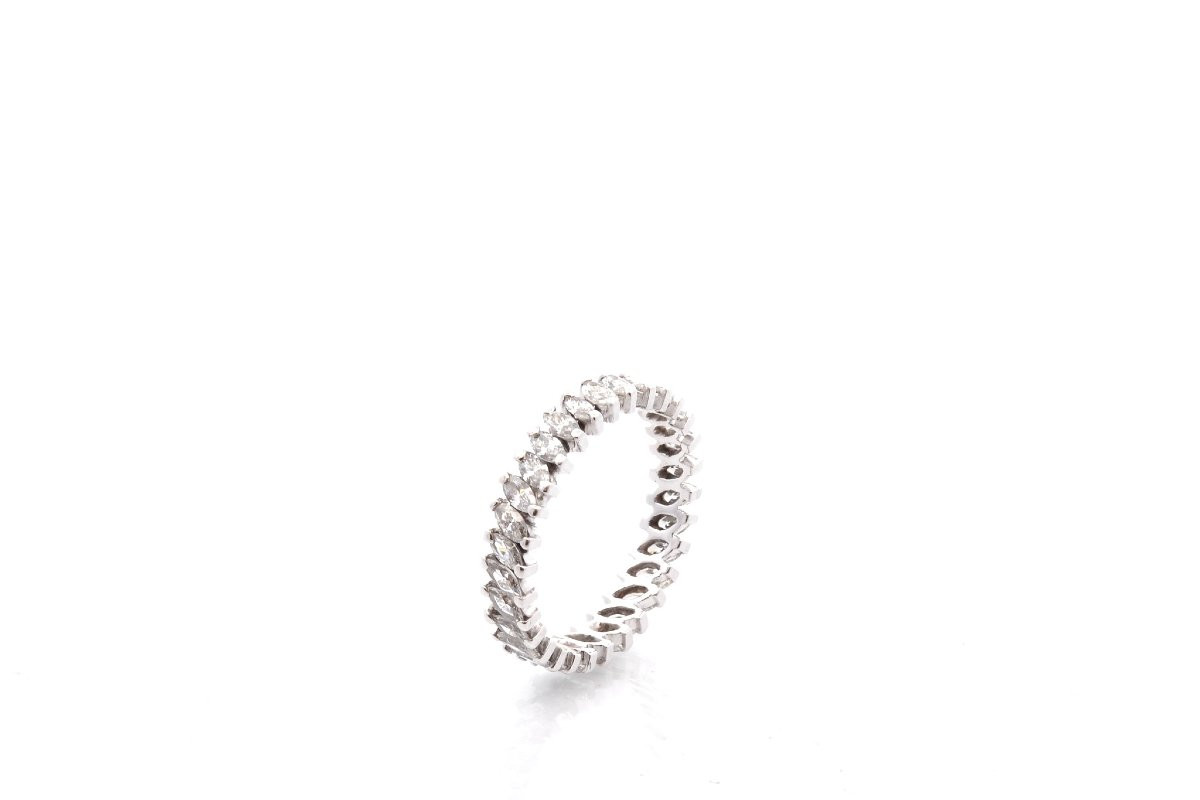 Alliance diamants de taille navette-photo-2