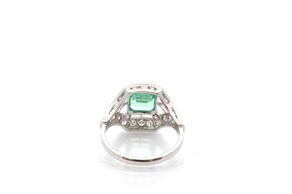 Emerald And Diamond Art Deco Ring-photo-1