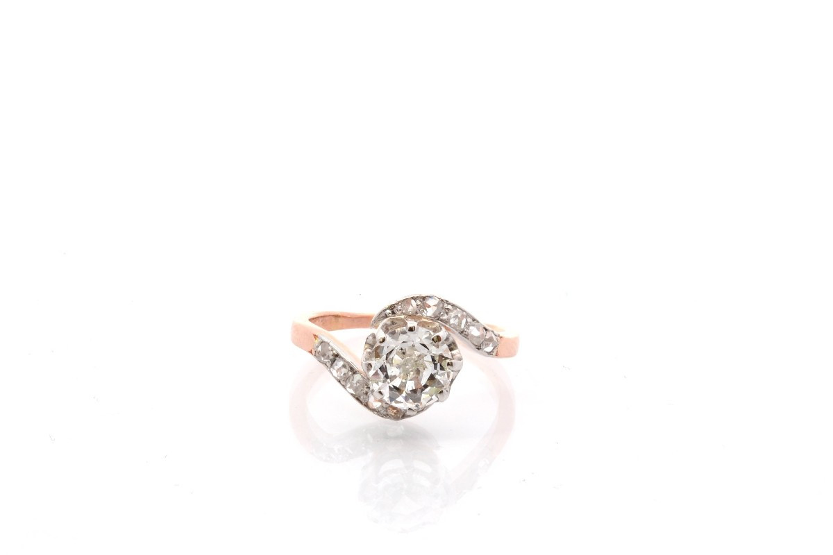 Antique Gold And Platinum Diamond Ring-photo-2