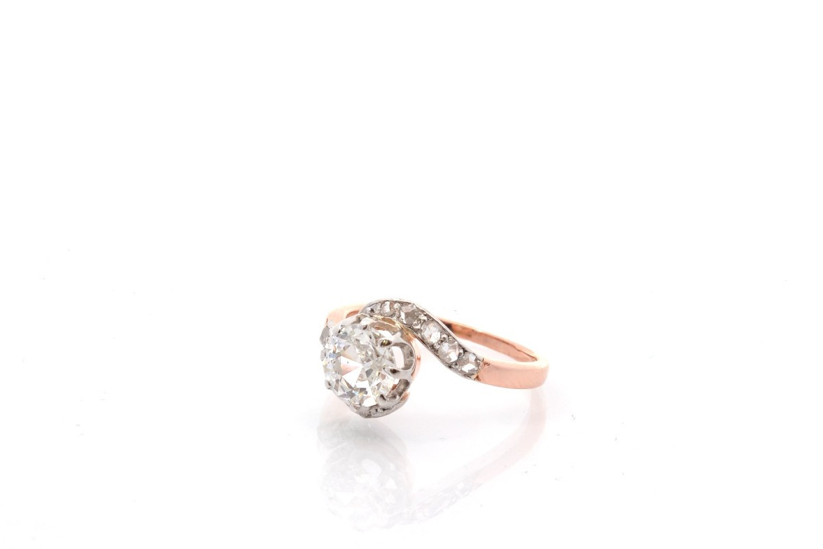 Antique Gold And Platinum Diamond Ring-photo-4