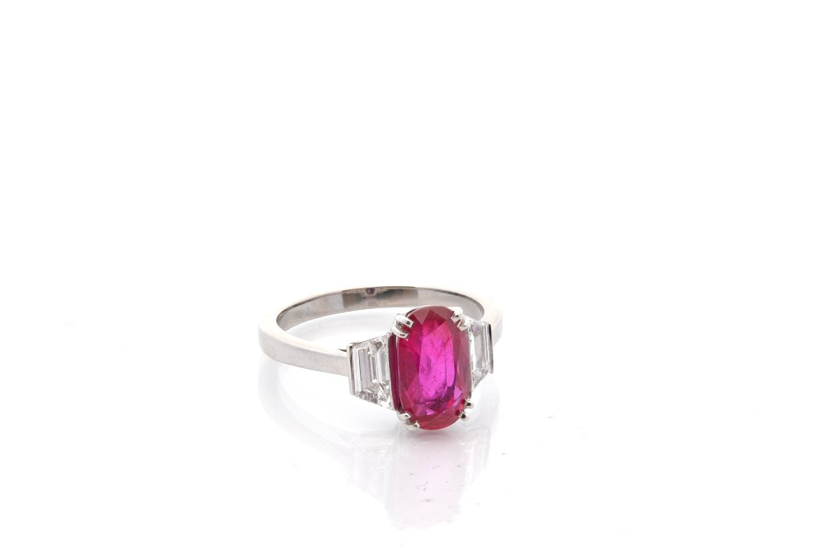 Bague rubis non chauffé de 2,55cts et diamants-photo-3